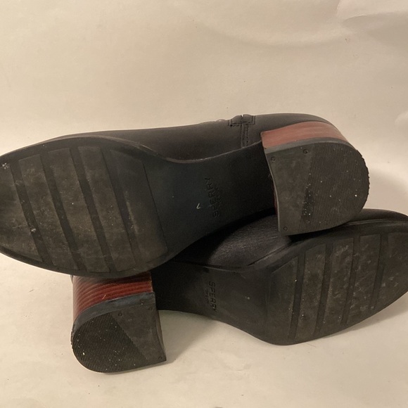 Sherry Top Sider Short Boots Black Leather Block Heels sz 9 Vietnam - Picture 8 of 10